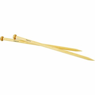 Breinaalden - Bamboe Breinaalden - Houten Breinaalden - Lange Breinaalden Met Knop - 12 mm - 35cm - 1 Paar