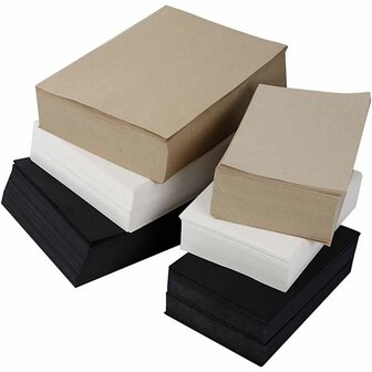 Kraft Papier - Combi Pakket - Wit Zwart Bruin Kraft Karton - Gerecycled Hobbypapier - Hobbykarton Kraft - A3 &amp; A4 - 100 gra