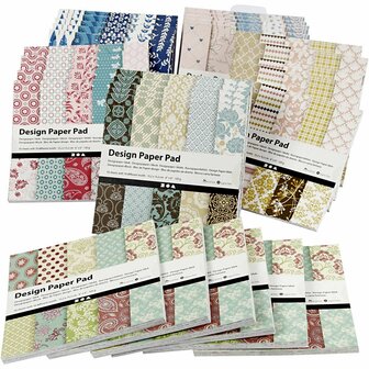Creotime Design Papier - Hobbypapier - Kleuren Design Papier - Papier voor Knutselen - 120 Grams - 15,2x15,2 Cm - Papierblok vo