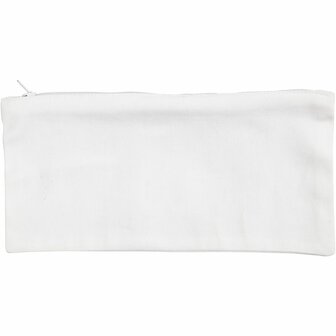Katoenen Etui &ndash; Blanco Etui &ndash; Etui Bedrukken &ndash; Etui Schilderen &ndash; Etui Textielverf &ndash; Wit &ndash; 11x23 Cm