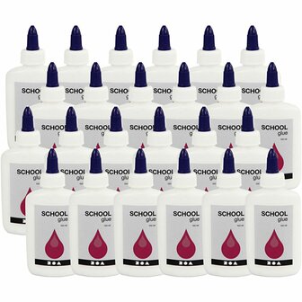 Schoollijm set &ndash; Witte lijm papier &amp; hout &ndash; 24x100 ml