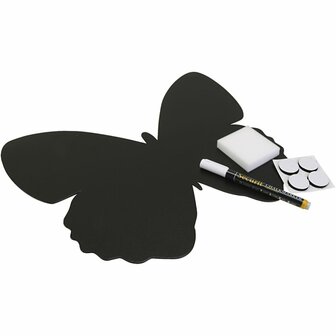 Outdoor Krijtbord Vlinder - Educatief Speelbord - 36x30x0,3 cm - 1 Stuk - Voor Creatieve Activiteiten, Schoolgebruik &amp; Kinderkamers - Geschikt Voor Herhaaldelijk Gebruik - Zwart