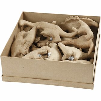 Dinosaurussen papier-mach&eacute; &ndash; 9&ndash;12,5 cm &ndash; 21 stuks