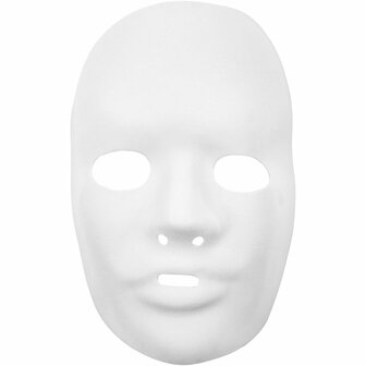 Wit kunststof masker &ndash; Volledig gezicht &ndash; 24x15,5 cm &ndash; 12 stuks