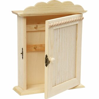 Sleutelkast &ndash; Vintage Houten Sleutelkastje &ndash; Decoratief Wandkastje &ndash; 18x6x22 Cm