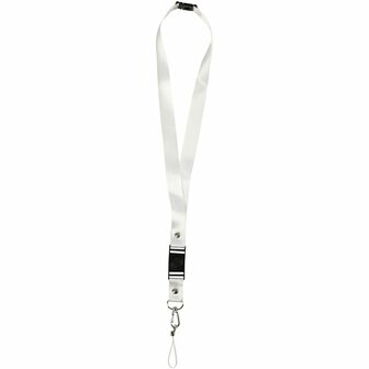 Keycord &ndash; Polyester Sleutelkoord &ndash; Ivoorwit Keycord &ndash; Veiligheidssluiting &ndash; 53 Cm &ndash; Set Van 5