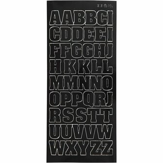 Stickers Zwart - Grote Hoofdletters Stickervel - Zelfklevende Alfabet Stickers - DIY Kaarten Maken &amp; Scrapbooking - 10x23 cm