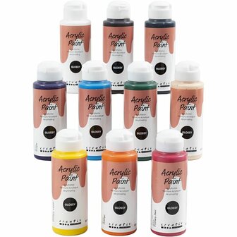 Acrylverf Glossy, diverse kleuren, 10x120 ml