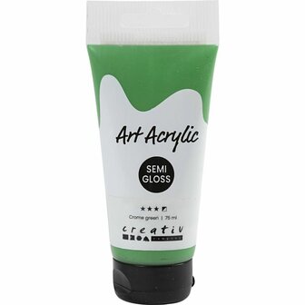 Acryl Verf, semi-glanzend, semi-dekkend, crome green, 75 ml/ 1 fles