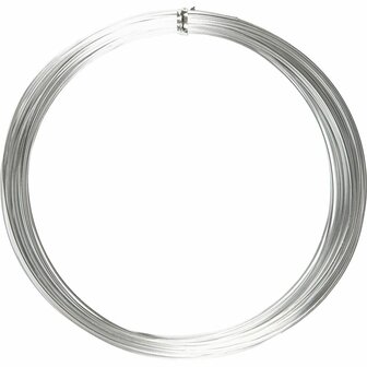 Alu draad, rond, dikte 1 mm, zilver, 16 m/ 1 rol
