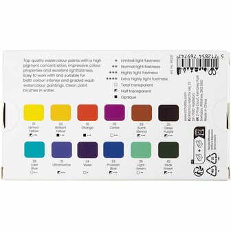 Art Aquarelverf 12 Kleuren | Aquarelverf Set | Waterverf Voor Schilderen | 12 Kleuren