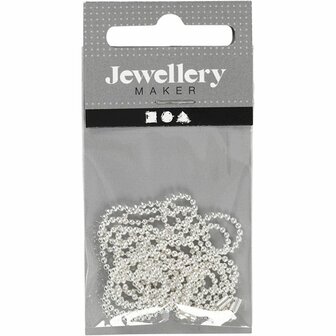 Balletjesketting, d 1,5 mm, verzilverd, 1 m/ 1 doos