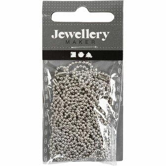 Balletjesketting, d 1,5 mm, verzilverd, 3 m/ 1 rol