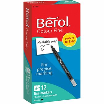 Berol Colourfine, lijndikte 0,6 mm, zwart, 12 stuk/ 1 doos