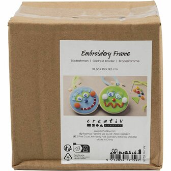 Borduurframe | Kunststof | Borduurring lichtgewicht | Handwerkhoepel | &Oslash; 9,5 cm | 10 stuks