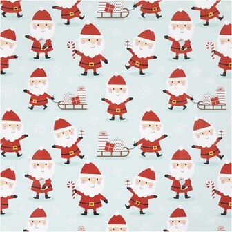 Inpakpapier, Kerstman met slee, B: 50 cm, 80 gr, mint groen, 100 m/ 1 rol