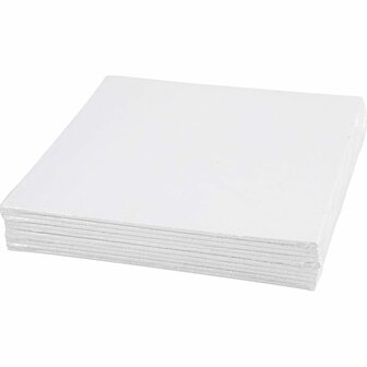 Canvas Paneel, afm 20x20 cm, dikte 3 mm, 280 gr, wit, 10 stuk/ 1 doos