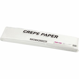 Crepepapier, vel 50x250 cm, wit, 10 vouw/ 1 doos