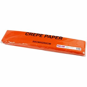 Crepepapier, vel 50x250 cm, oranje, 10 vouw/ 1 doos