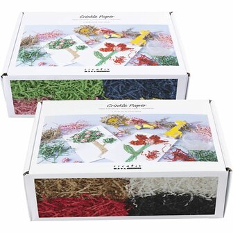 Crinkle papier, L: 25-30 cm, B: 3 mm, diverse kleuren, 8x50 gr/ 1 doos