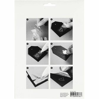 Deco folie en transfer vel, bloemen, vel 15x15 cm, roze, zilver, 4 vel/ 1 doos