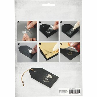 Deco folie en transfervel, Magische kerst, vel 15x15 cm, rood, zilver, 2x2 vel/ 1 doos