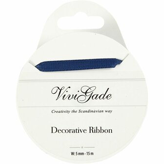 Decoratie lint, B: 6 mm, blauw, 15 m/ 1 rol