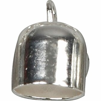 Eindkapje | Verzilverd | Met oog | Voor koord/ketting 8 mm | d 8 mm | 50 stuks