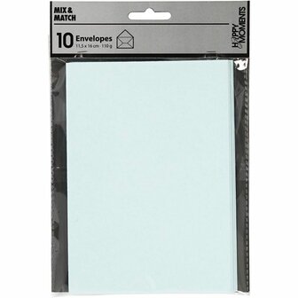 Enveloppen, afmeting envelop 11,5x16 cm, 110 gr, lichtblauw, 10 stuk/ 1 doos