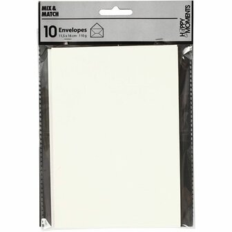 Enveloppen, afmeting envelop 11,5x16 cm, 110 gr, off-white, 10 stuk/ 1 doos