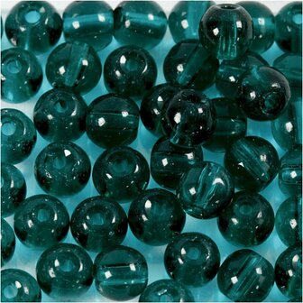 Glas kralen, d 4 mm, gatgrootte 1 mm, groen, 45 stuk/ 1 doos