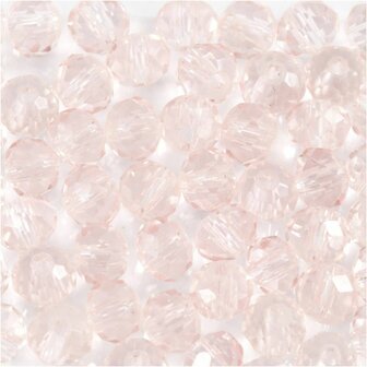 Glas kralen, d 4 mm, gatgrootte 1 mm, lichtroze, 45 stuk/ 1 doos
