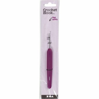 Haaknaalden, afm 3, L: 13,3 cm, afm 3 mm, paars, 1 stuk