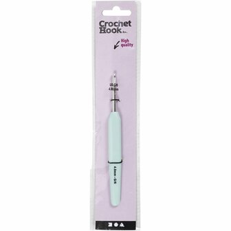 Haaknaalden, afm 4, L: 13,3 cm, afm 4 mm, pastel groen, 1 stuk