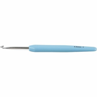 Haaknaald | Ergonomische haaknaald | Softgrip haaknaald | Aluminium haaknaald | 4,5 mm | Lichtblauw