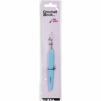 Haaknaald | Ergonomische haaknaald | Softgrip haaknaald | Aluminium haaknaald | 4,5 mm | Lichtblauw