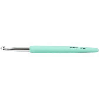 Haaknaald | Ergonomische haaknaald | Softgrip haaknaald | Aluminium haaknaald | 6 mm | Turquoise
