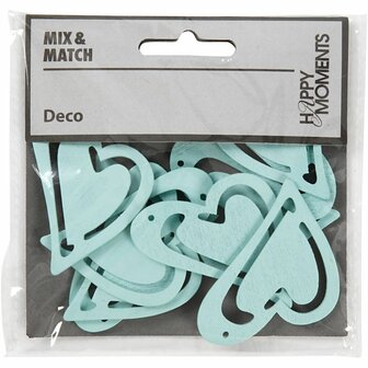 Hart, afm 55x45 mm, dikte 2 mm, turquoise, 10 stuk/ 1 doos