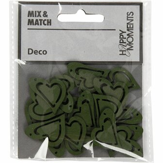 Hart, afm 25x22 mm, dikte 1,7 mm, donkergroen, 20 stuk/ 1 doos