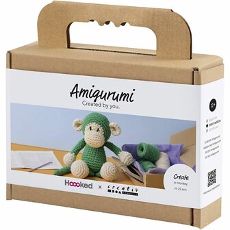 Hobbyset Amigurumi, Aap, groen, off white, 1 doos