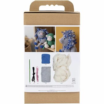 Hobbyset Amigurumi, Leeuw, marineblauw, lichtgrijs, 1 doos