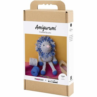 Hobbyset Amigurumi, Leeuw, marineblauw, lichtgrijs, 1 doos