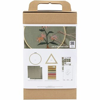 Hobbyset Borduren | Borduurwerk pakket | Borduurframe | Dusty groen | Wandhangers borduren