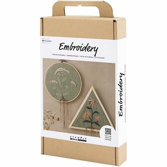 Hobbyset Borduren | Borduurwerk pakket | Borduurframe | Dusty groen | Wandhangers borduren