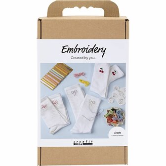 Hobbyset Borduurwerk, sokken, wit, 1 doos