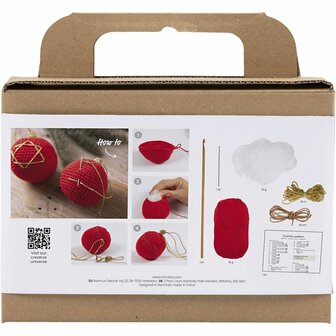 Hobbyset Haken, Kerstballen, rood, 1 doos