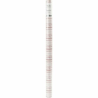 Inpakpapier, doodles, B: 70 cm, 80 gr, rood, wit, 4 m/ 1 rol