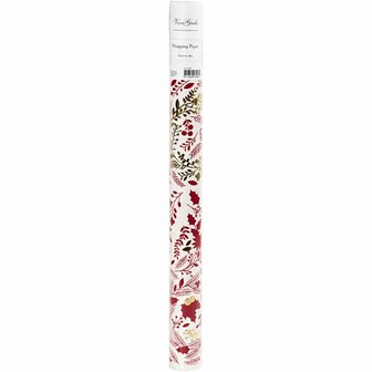 Inpakpapier, kerstbomen, B: 50 cm, 80 gr, goud, rood, wit, 3 m/ 1 rol