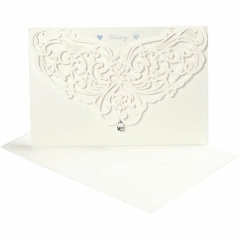 Kaart met Envelop, afmeting kaart 12x17,7 cm, afmeting envelop 18,x12,5 cm, 230 gr, off-white, 5 set/ 1 doos