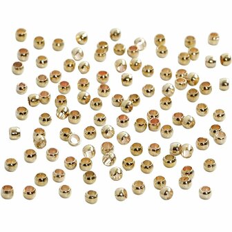 Knijpkralen | Crimp beads | Voor kralendraad | Goud | &Oslash; 2 mm | 100 stuks